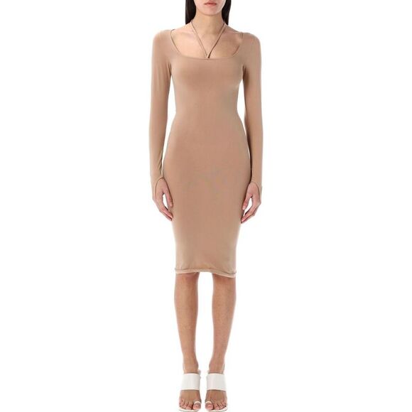 ANDREADAMO Long Sleeve Cutout Midi Dress Women NUDE Dresses
